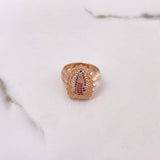 Anillo Virgen Guadalupe 6.85gr / T8 / Circones Blancos Azules Fucsias Oro Rosa $