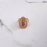 Anillo Virgen Guadalupe 6.65gr / T5 1/2 / Circones Blancos Verdes Fucsias Oro Rosa $