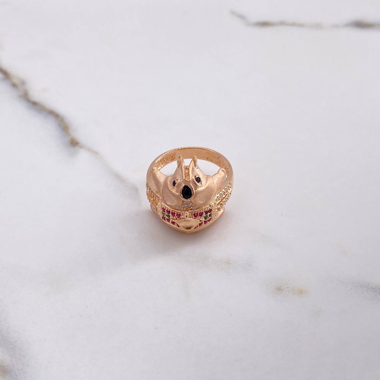 Anillo Elefante 8.15gr / T7 3/4 / Circones Blancos Verdes Fucsias Negros Oro Rosa $