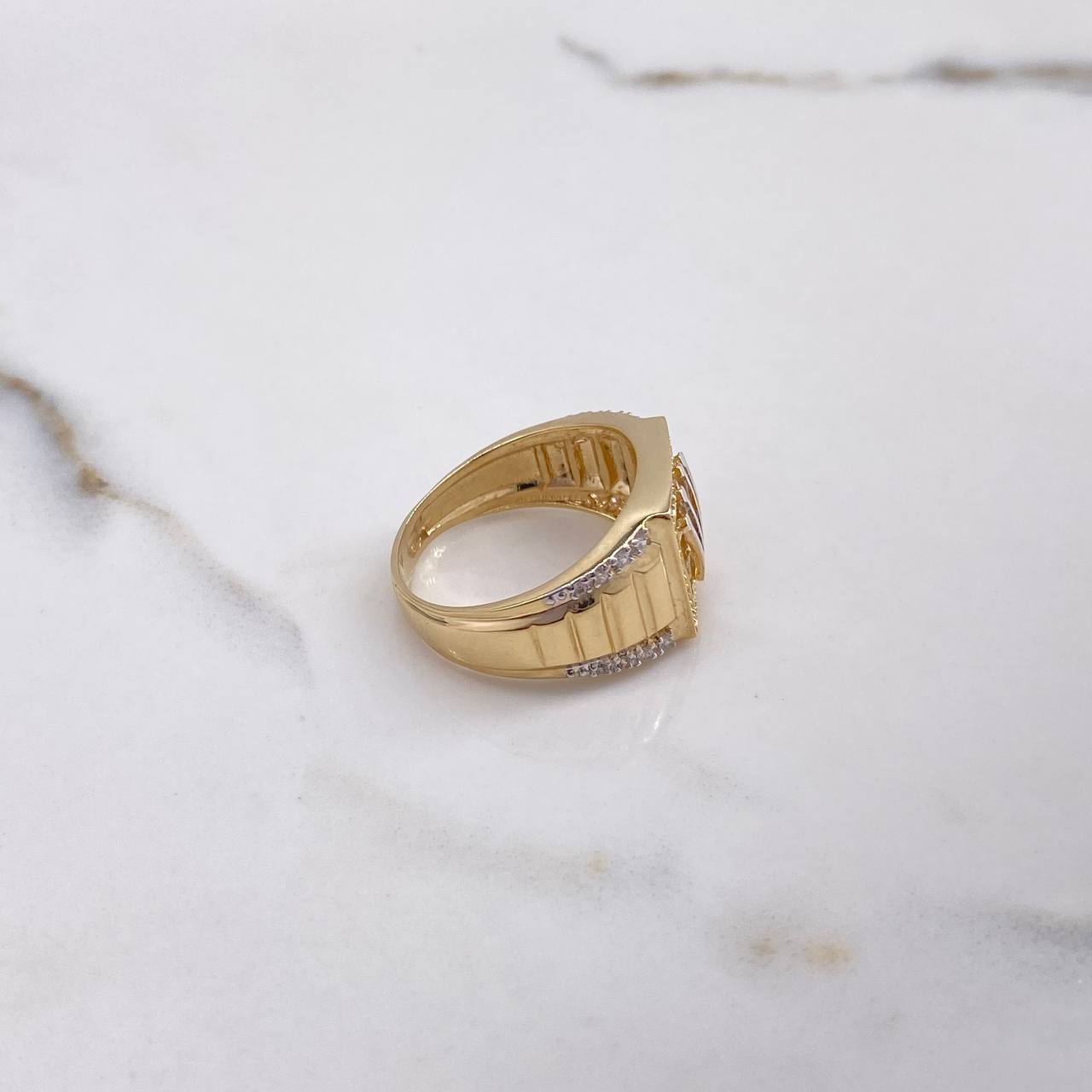 Anillo Corona RX 7.25gr / T10 / Circones Blancos Dos Oros Amarillo Blanco $