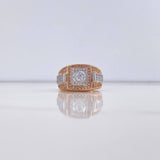 Anillo Retro Cuadrado 9.4gr / T10 3/4 / Circones Blancos Dos Oros Blanco Rosa $