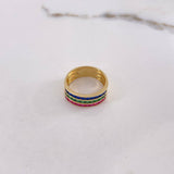 Anillo Tres Lineas Churumbela 5.3gr / T7 1/2 / Circones Fucsias Verdes Azules Oro Amarillo $