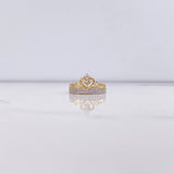 Anillo Corona Corazon  2.55gr / T6 1/2 / Circones Blancos Dos Oros Amarillo Blanco $