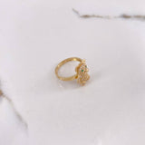 Anillo Oso 3.65gr / T7 1/2 / Circones Blancos Verdes Oro Amarillo $
