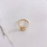 Anillo Oso 3.65gr / T7 1/2 / Circones Blancos Verdes Oro Amarillo $