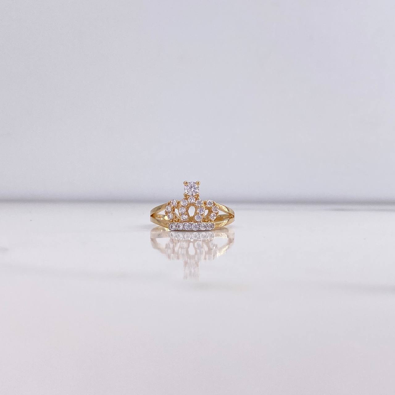 Anillo Corona Real 3.05gr / T5 1/4 / Circones Blancos Dos Oros Amarillo Blanco $