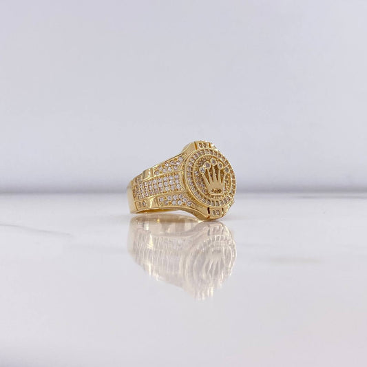 Anillo Correa Corona 12gr / T10 1/4 / Circones Blancos Oro Amarillo $