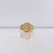 Anillo Corona RX 10gr / T9 1/4 / Triangulos Circones Blancos Oro Amarillo $