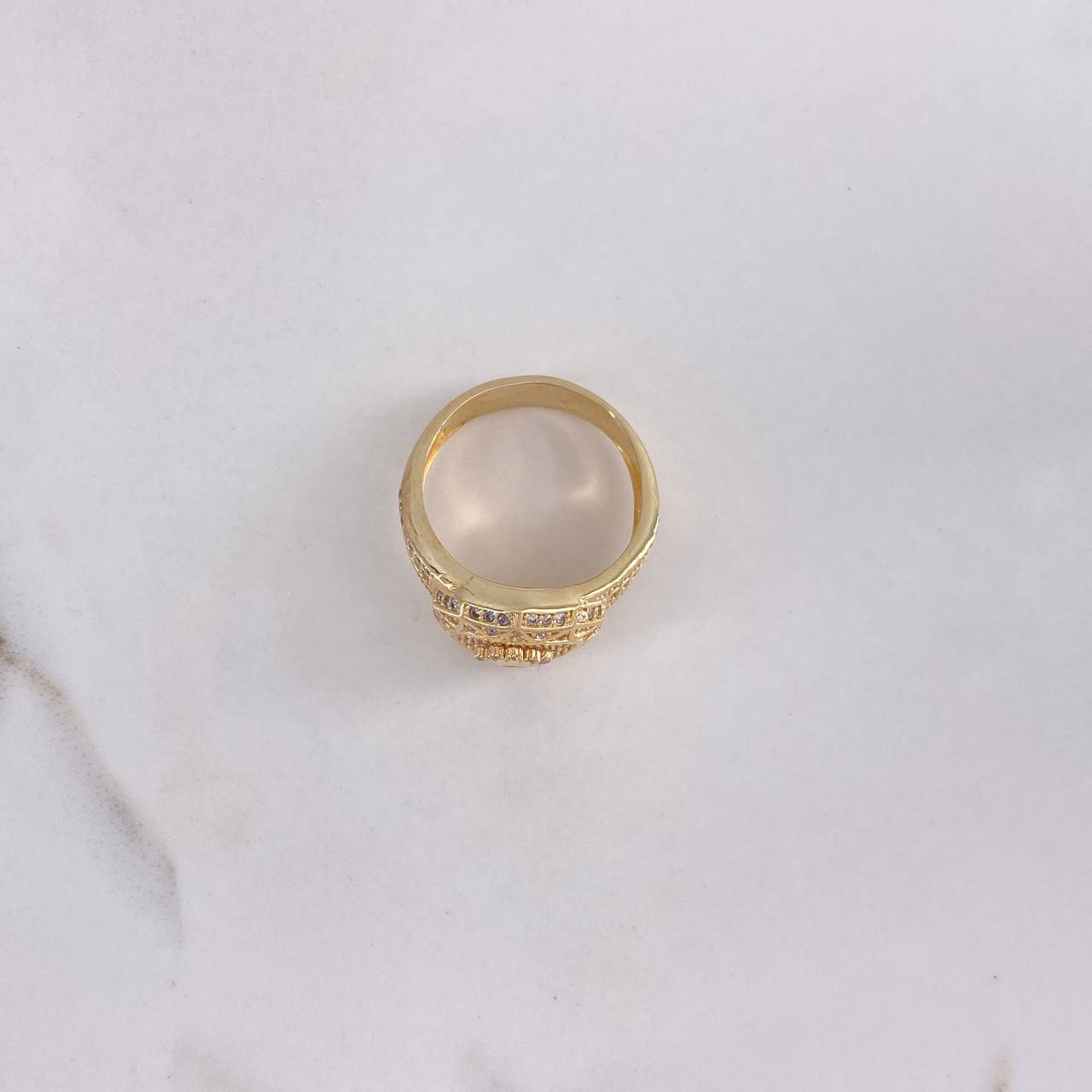 Anillo Corona RX 10gr / T9 1/4 / Triangulos Circones Blancos Oro Amarillo $