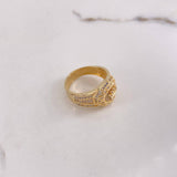 Anillo Corona RX 10gr / T9 1/4 / Triangulos Circones Blancos Oro Amarillo $