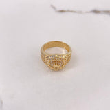Anillo Corona RX 10gr / T9 1/4 / Triangulos Circones Blancos Oro Amarillo $