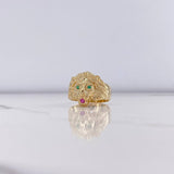 Anillo Leon 7.2gr / T9 / Circones Verdes Fucsia Oro Amarillo $