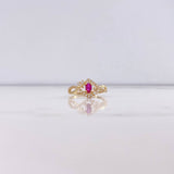 Anillo Ovalo 2.2gr / T7 / Circones Blancos Fucsia Oro Amarillo $