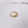 Anillo Solitario Flor 2.9gr / T7 / Circones Blancos Oro Amarillo $