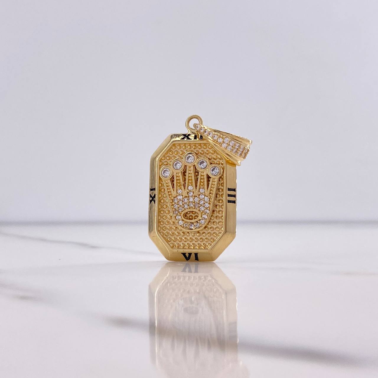 Dije Placa Corona RX 8.6gr / 4cm / Circones Blancos Oro Amarillo $