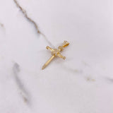 Dije Cruz Clavos 3.25gr / 4cm / Circones Blancos Oro Amarillo $