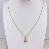 Cadena Escalera Plana 1.4gr / 45cm + Dije Raton 0.35gr Circones Blancos / 1.5cm / Tres Oros (Oferta) $