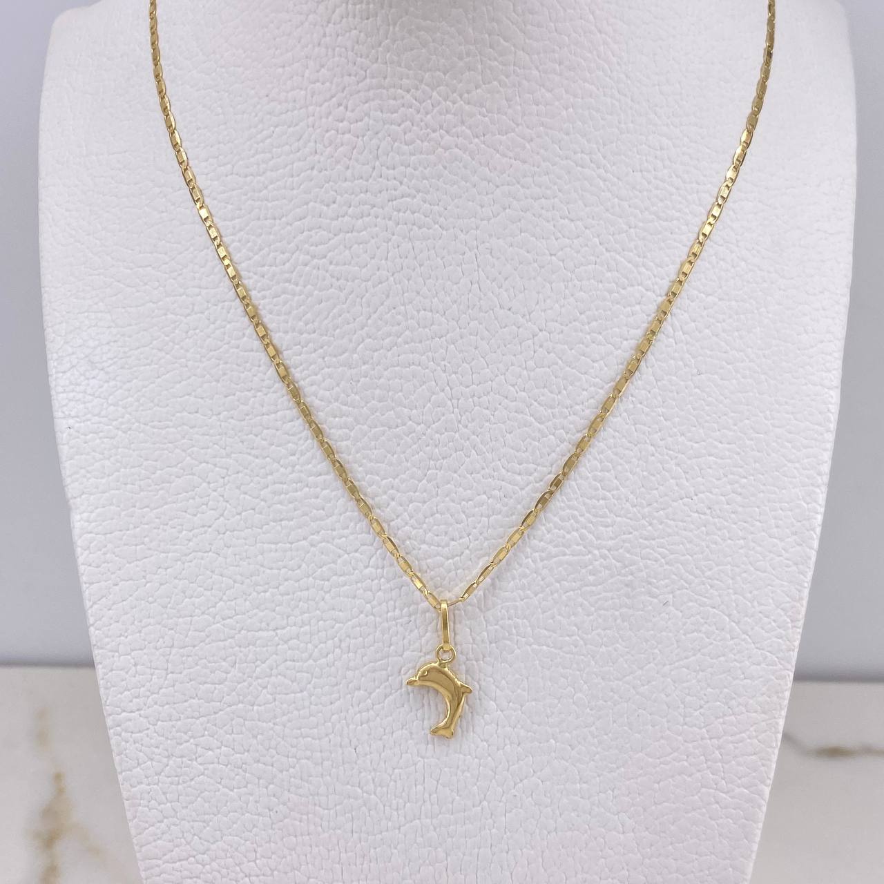Cadena Escalera Plana 1.85gr / 45cm + Dije Delfin 0.35gr / 1.7cm / Oro Amarillo (Oferta) $