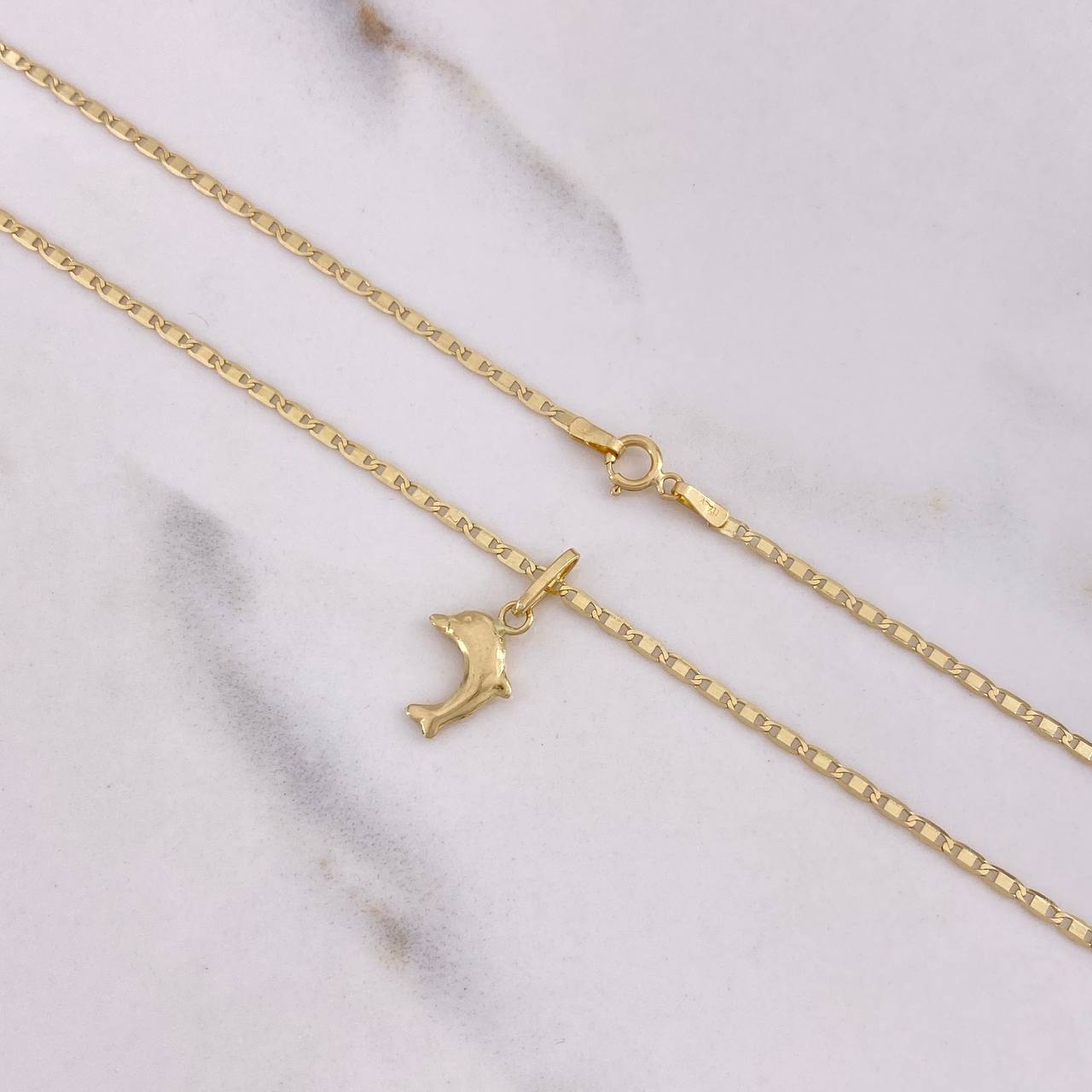 Cadena Escalera Plana 1.85gr / 45cm + Dije Delfin 0.35gr / 1.7cm / Oro Amarillo (Oferta) $