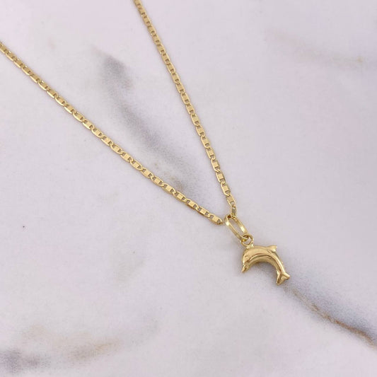 Cadena Escalera Plana 1.85gr / 45cm + Dije Delfin 0.35gr / 1.7cm / Oro Amarillo (Oferta) $