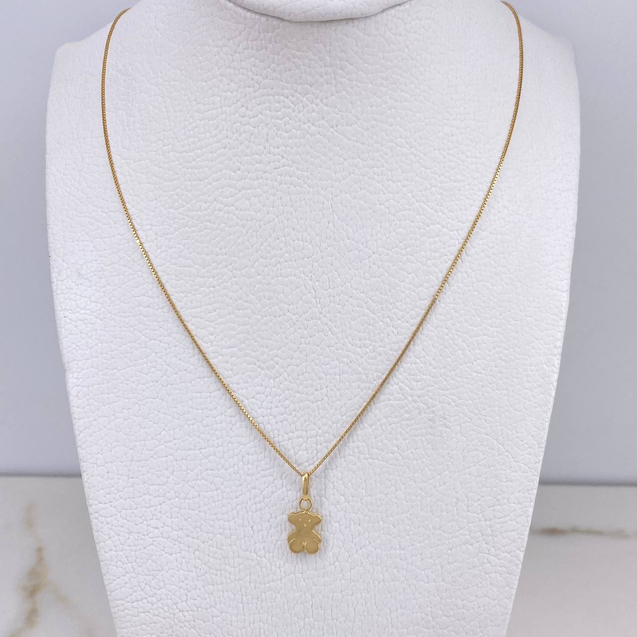 Cadena Veneciana 1.35gr / 50cm + Dije Oso TS 0.3gr / 1.5cm / Oro Amarillo (Oferta) $
