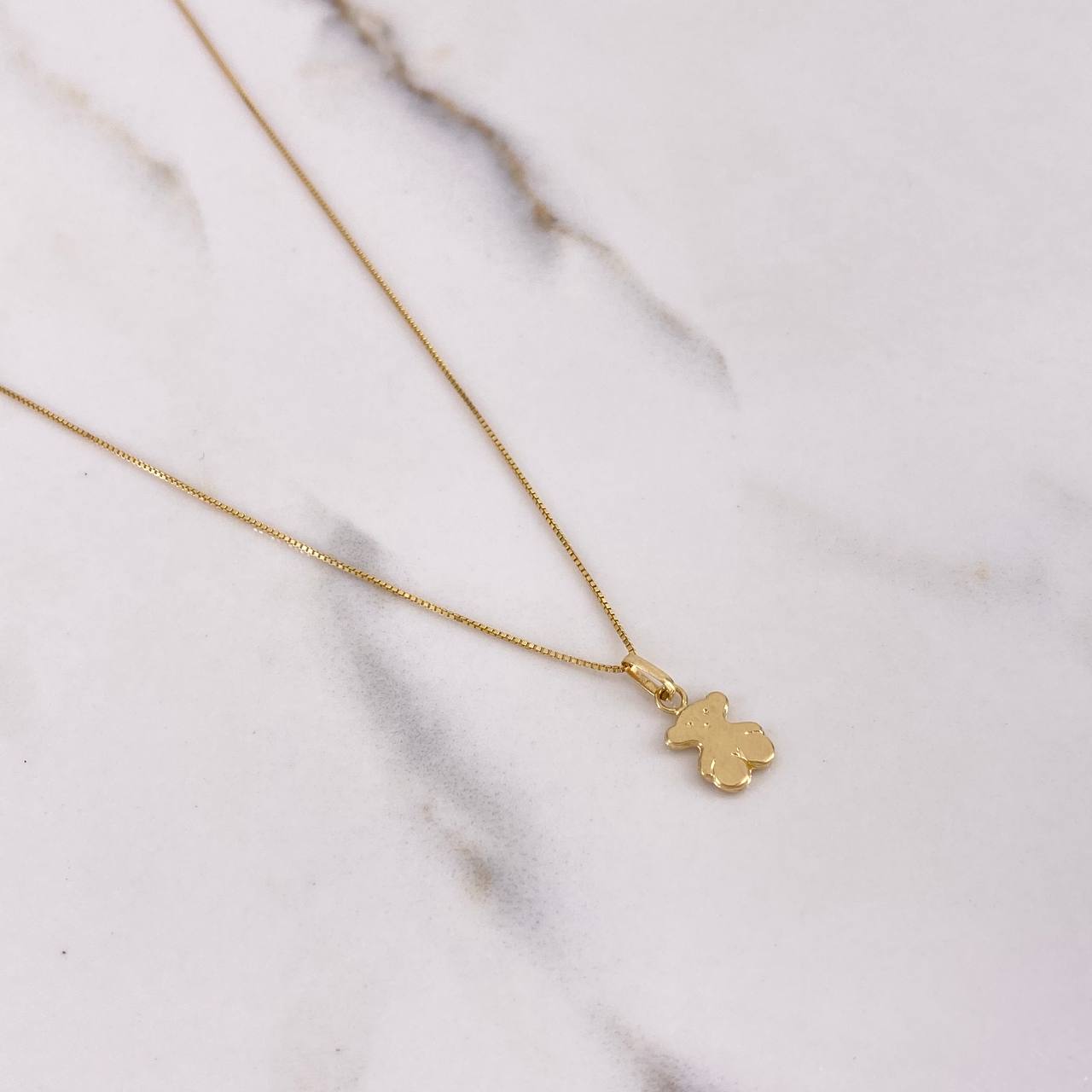 Cadena Veneciana 1.35gr / 50cm + Dije Oso TS 0.3gr / 1.5cm / Oro Amarillo (Oferta) $