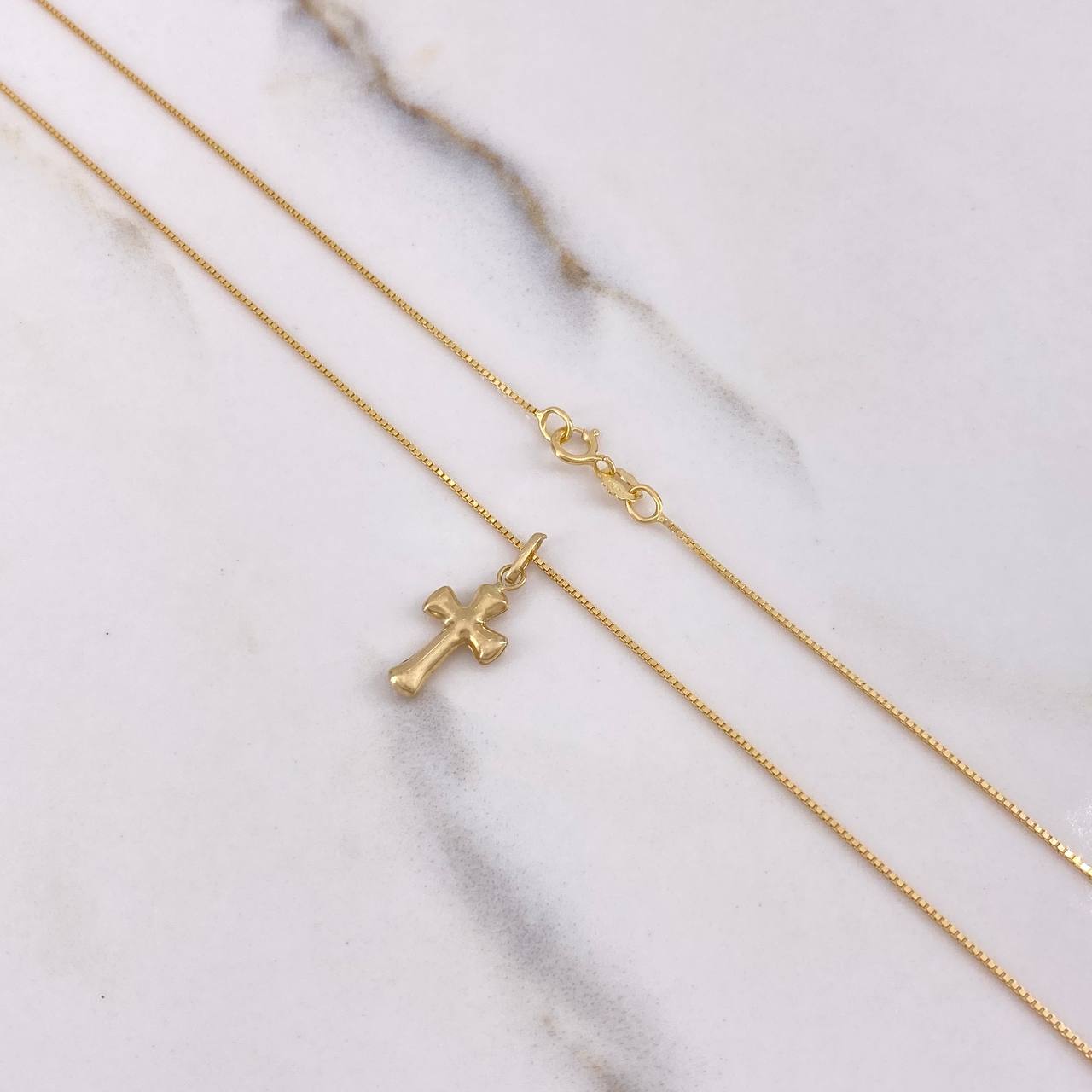 Cadena Veneciana 1.8gr / 50cm + Dije Cruz Imperial 0.35gr / 1.9cm / Oro Amarillo (Oferta) $