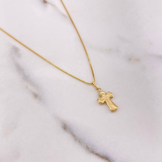 Cadena Veneciana 1.85gr / 50cm + Dije Cruz Doble 0.4gr / 1.9cm / Oro Amarillo (Oferta) &