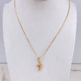 Cadena Veneciana 1.8gr / 50cm + Dije Cruz Circon Naranja 0.9gr / 2cm / Oro Amarillo (Oferta)