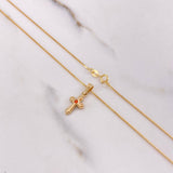 Cadena Veneciana 1.8gr / 50cm + Dije Cruz Circon Naranja 0.9gr / 2cm / Oro Amarillo (Oferta)