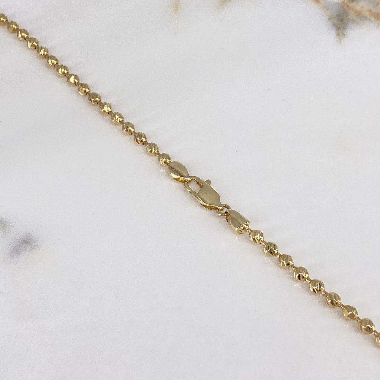 Cadena Militar 20.65gr / 65cm / 3mm Bolas Diamantadas Oro Amarillo $
