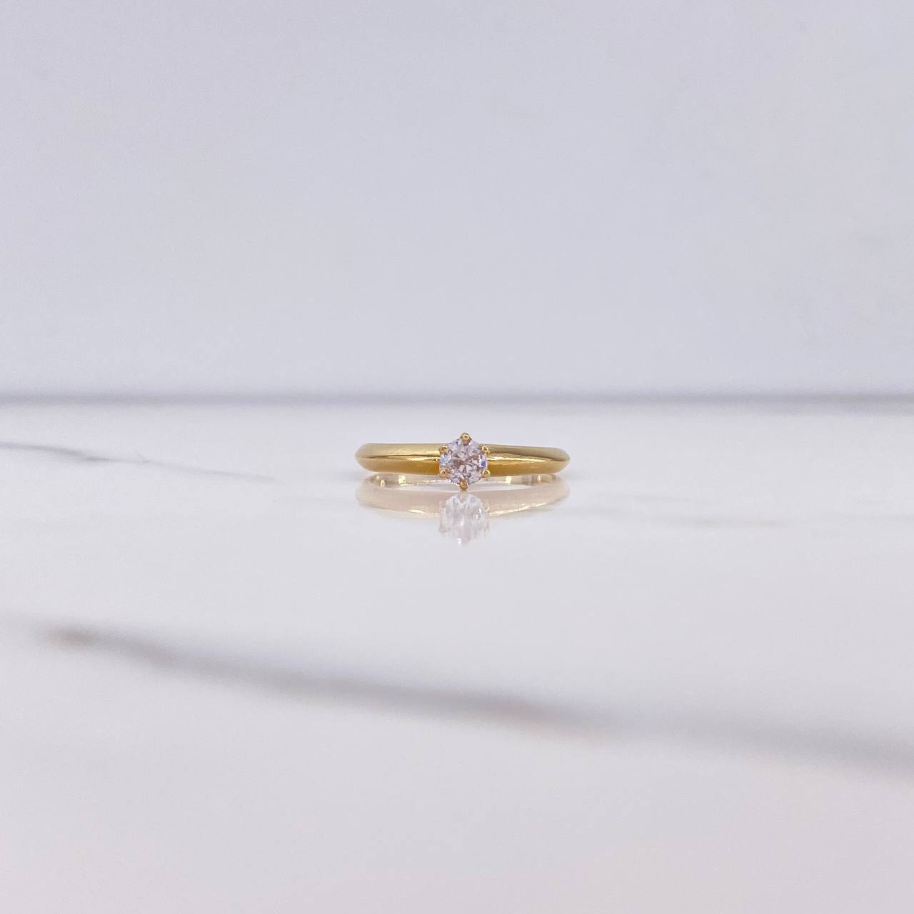 Anillo Solitario 1.95gr / T6 1/4 / Circon Blanco Oro Amarillo &