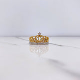Anillo 15s Corona  3.1gr / T7 1/4  / Circones Blancos  Dos Oros Amarillo Blanco &