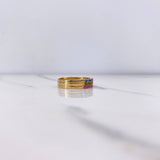 Anillo Banda  3.6gr / T8 1/2 / Circones Azules Verdes Fucsias  Oro Amarillo &