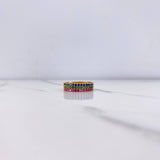 Anillo Banda  3.6gr / T8 1/2 / Circones Azules Verdes Fucsias  Oro Amarillo &