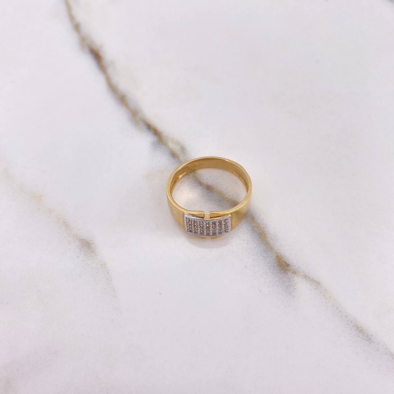 Anillo Sello Banda 3.9gr / T7 / Circones Blancos Dos Oros Amarillo Blanco $
