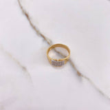 Anillo Sello Banda 3.9gr / T7 / Circones Blancos Dos Oros Amarillo Blanco $