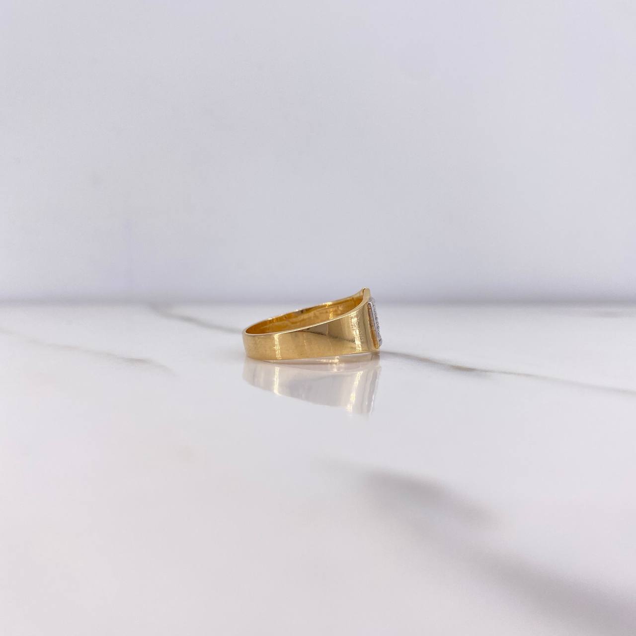 Anillo Sello Banda 3.9gr / T7 / Circones Blancos Dos Oros Amarillo Blanco $