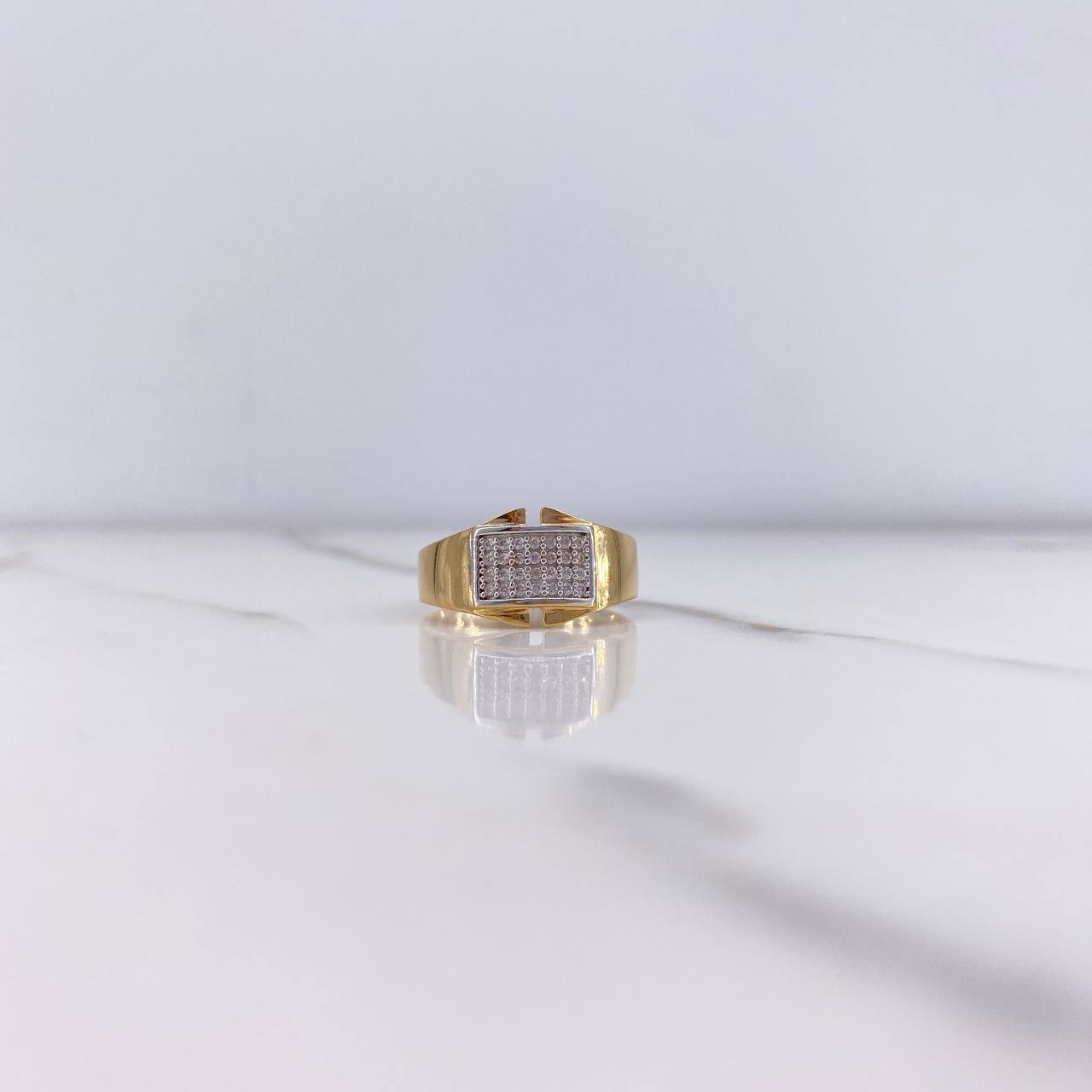 Anillo Sello Banda 3.9gr / T7 / Circones Blancos Dos Oros Amarillo Blanco $