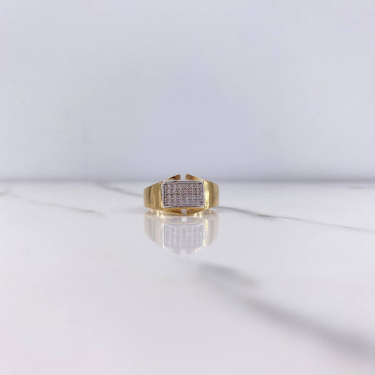 Anillo Sello Banda 3.9gr / T7 / Circones Blancos Dos Oros Amarillo Blanco $