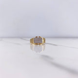 Anillo Sello Banda 3.9gr / T7 / Circones Blancos Dos Oros Amarillo Blanco $