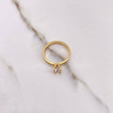 Anillo Solitario Churumbela 3gr / T6 1/4 / Circones Blancos Oro Amarillo &