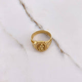 Anillo Virgen de Guadalupe 7.65gr / T 9 3/4 Circones Blancos Oro Amarillo &