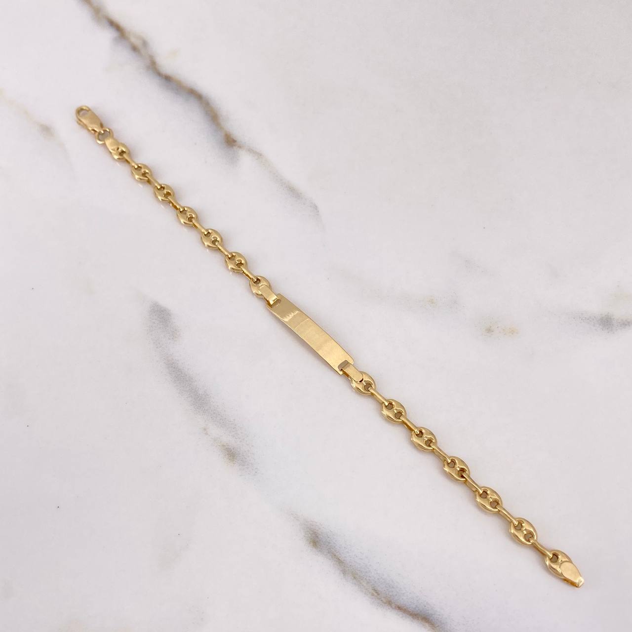 Pulso Bebé GC 2.95gr / 15cm / 4mm Placa Lisa Rectangular Oro Amarillo &