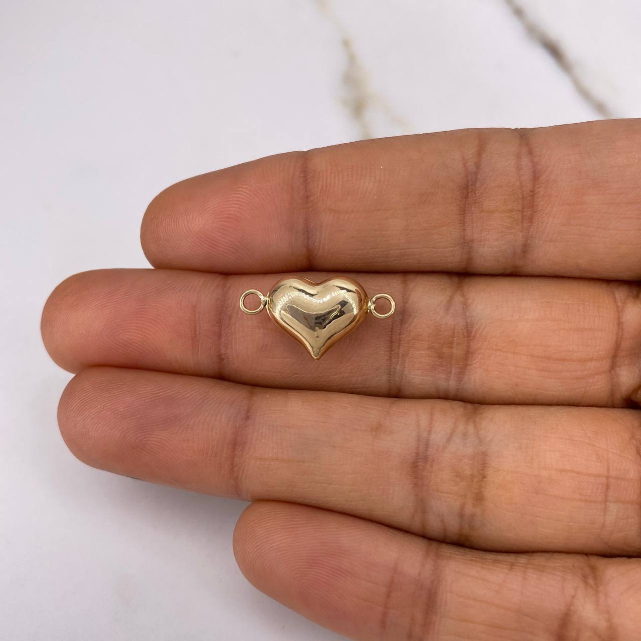 Herraje Corazón 0.55gr / 1.9cm / Liso Soplado Oro Amarillo &