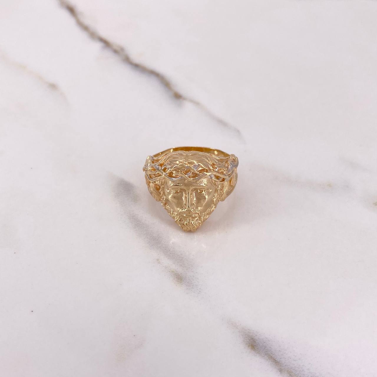 Anillo Rostro Cristo 11.3gr / T11 1/4 / Dos Oros Amarillo Blanco $