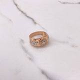 Anillo Correa Corona 9.55gr / T11 1/2 / Circones Blancos Dos Oros Blanco Rosa $