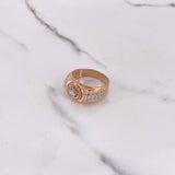Anillo Correa Corona 9.55gr / T11 1/2 / Circones Blancos Dos Oros Blanco Rosa $
