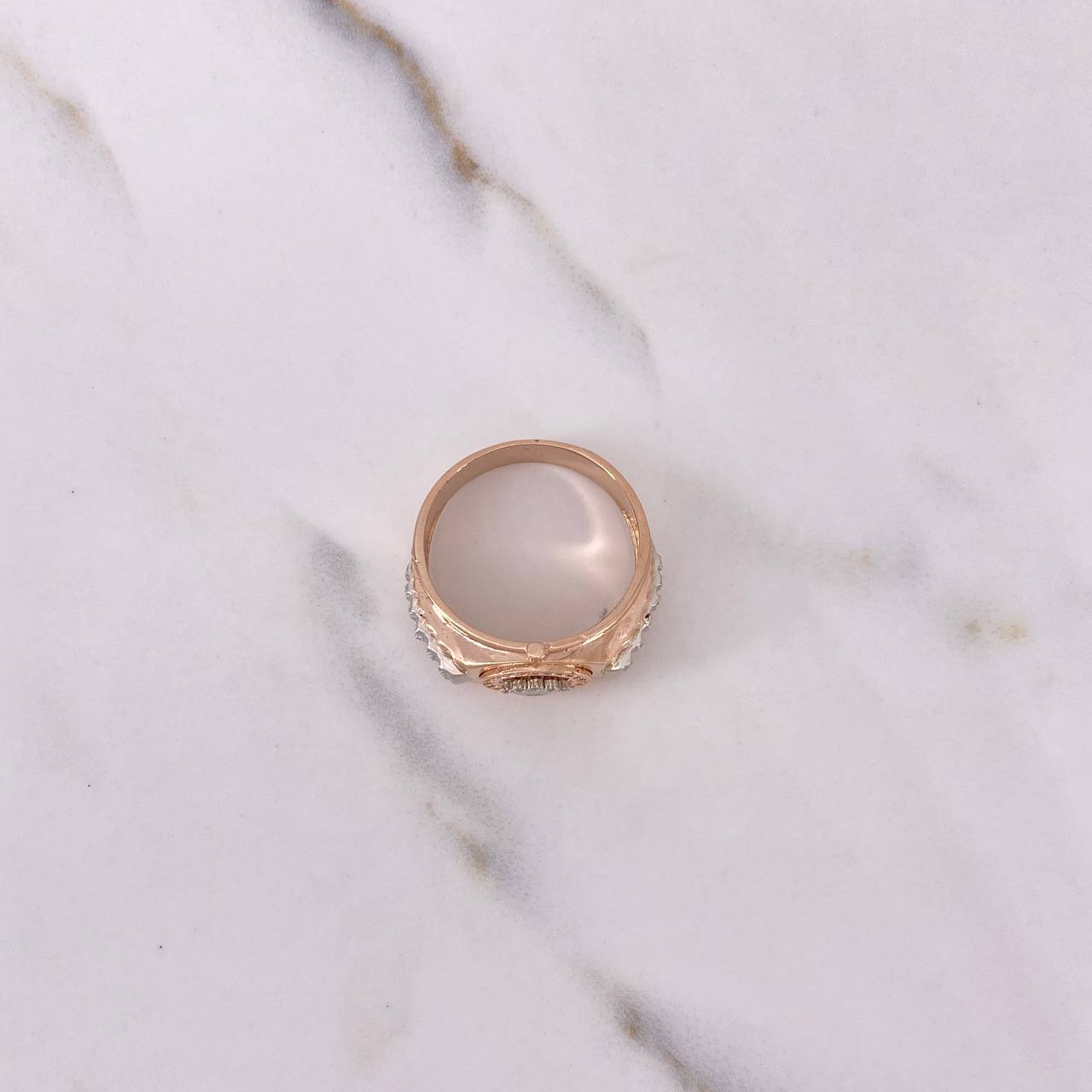 Anillo Correa Corona 9.55gr / T11 1/2 / Circones Blancos Dos Oros Blanco Rosa $