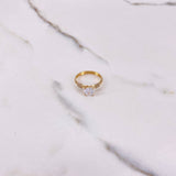 Anillo Solitario 1.3gr / T6 1/2 / Circon Blanco Dos Oros Amarillo Blanco &